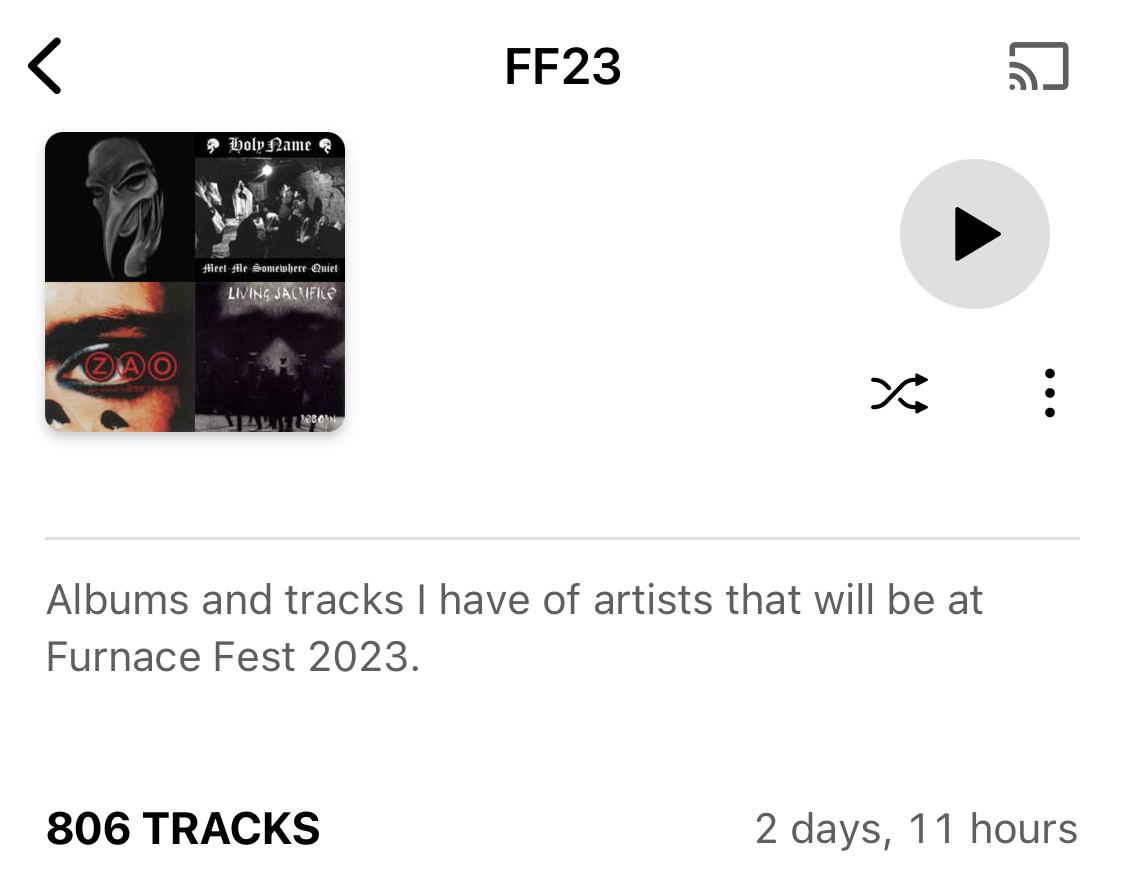 806 tracks and 2 1/2 days of music