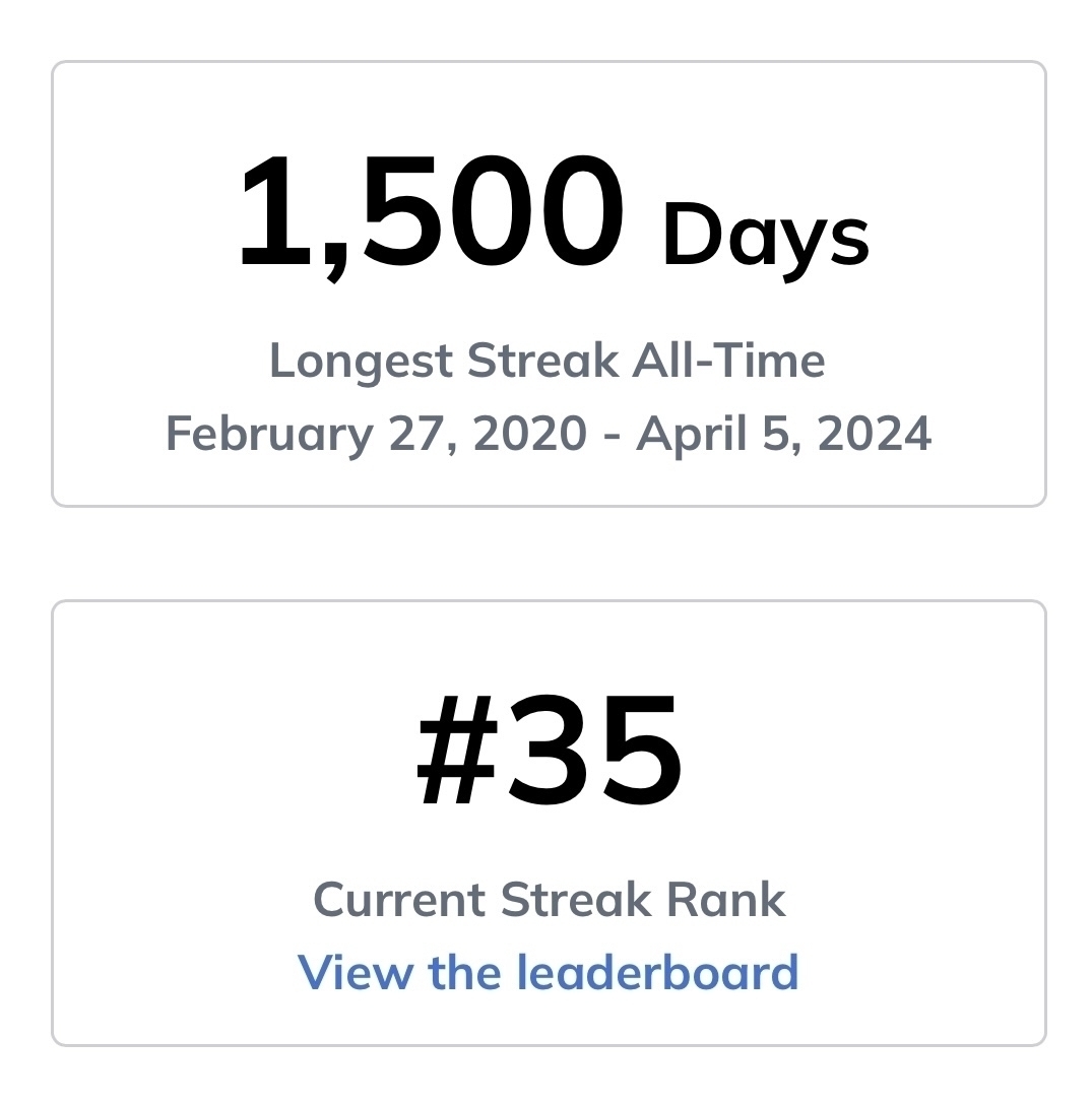 1500-day review streak